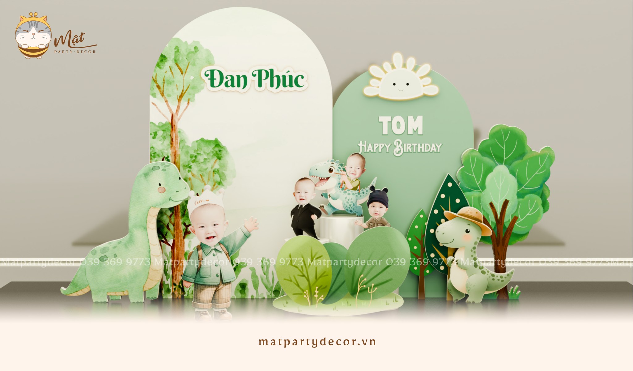 trang trí sinh nhật bé trai khủng long