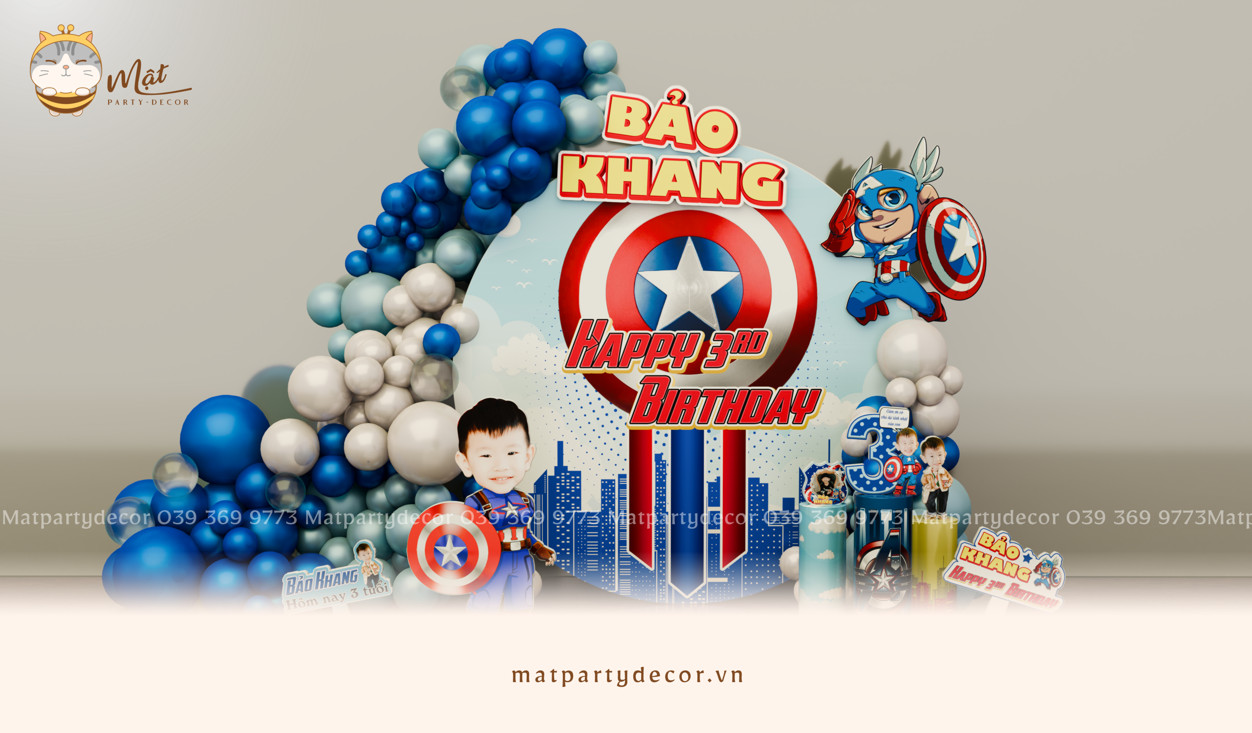 trang trí sinh nhật bé trai siêu anh hùng